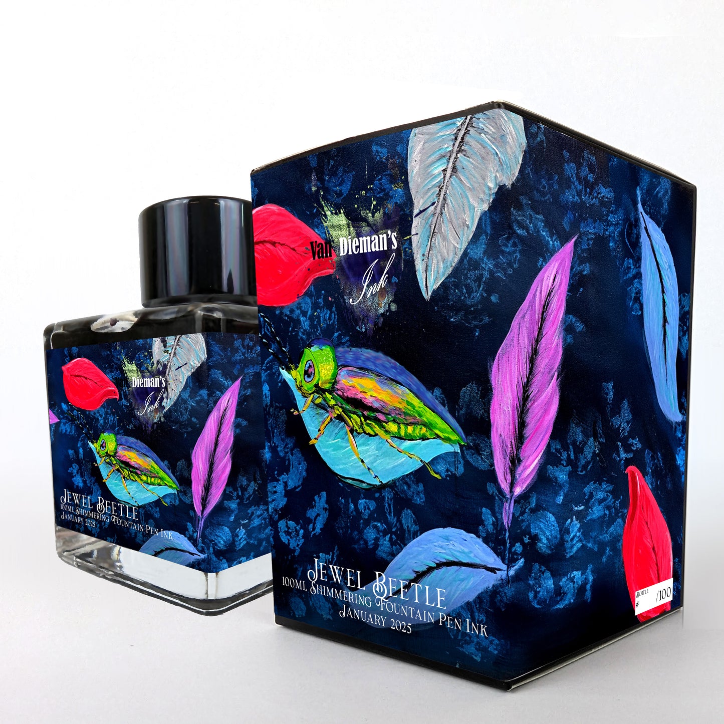 Van Dieman's 2025 January - Jewel Beetle - 100ml Shimmering Fountain Pen Ink